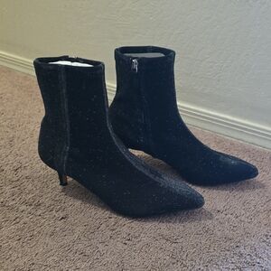 Rebecca Minkoff Glitter Black Ankle Booties